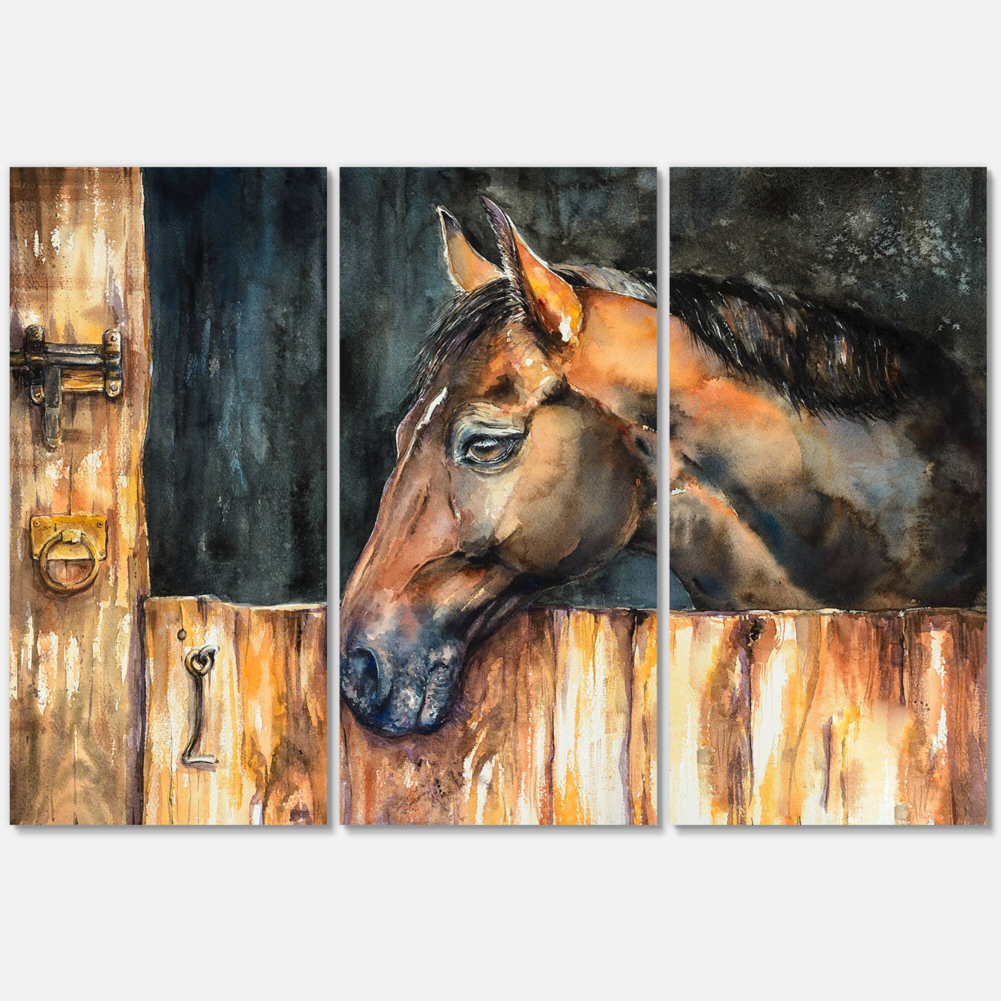 Designart - The Head of A Horse In Stable